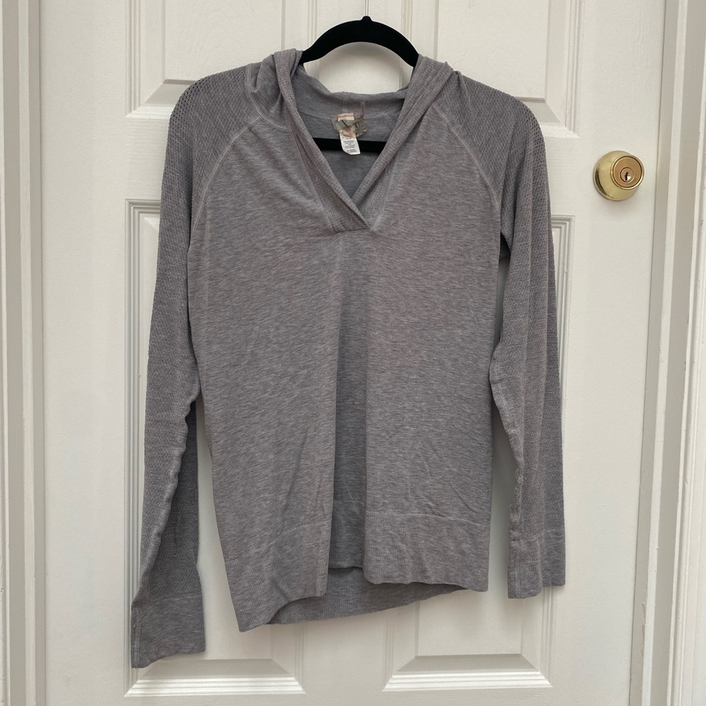 Athleta Heather Gray Lightweight Long-sleeve Hoodie Top - M